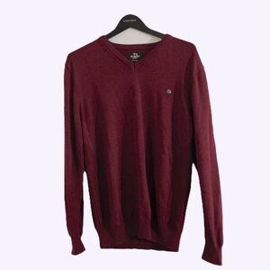 COPY - Dinero Milano dark red cotton blend vneck sweater size XXL